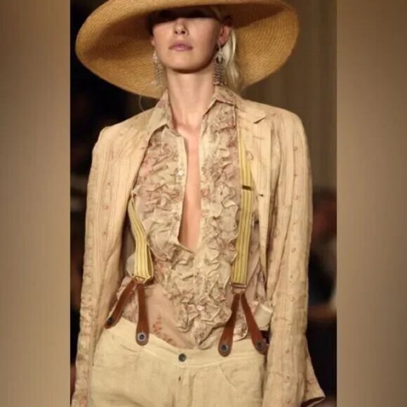 Ralph Lauren Spring 2003 Runway Collection Wallpaper Floral Mesh Knit Blouse - Picture 8 of 15